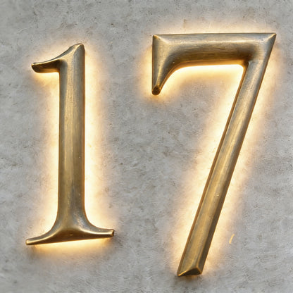 Vintage 3D Relief Sculpture Backlit Manor Villa Property Numbers