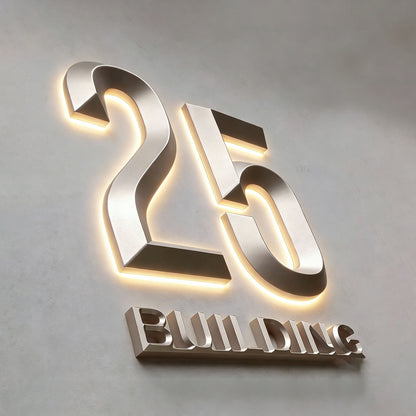 3D Relief Sculpture Illumianted Backlit Building Numbers