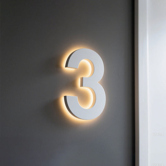 Black Gold 3D Relief Sculpture Backlit House Numbers Address Number Signs