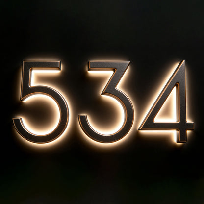 Black Gold 3D Relief Sculpture Backlit House Numbers Address Number Signs