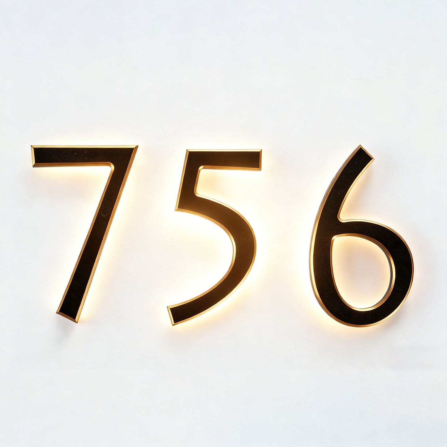 Black Gold 3D Relief Sculpture Backlit House Numbers Address Number Signs